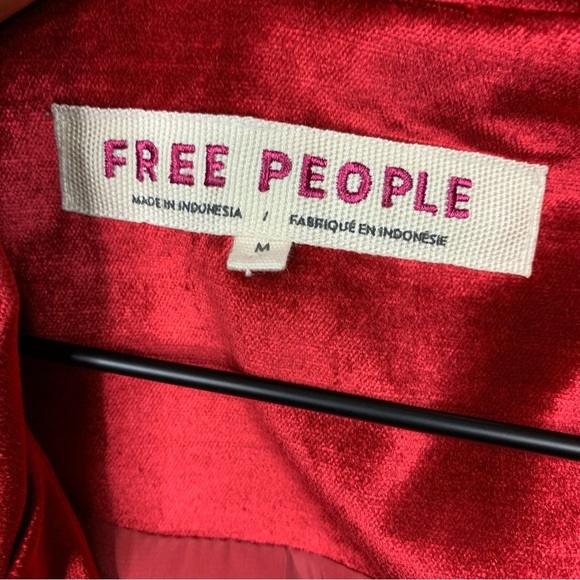 Free People Ashby Velour Celvet Red Oversize Byttin Blazer Jacket NWT Size M - Picture 9 of 10